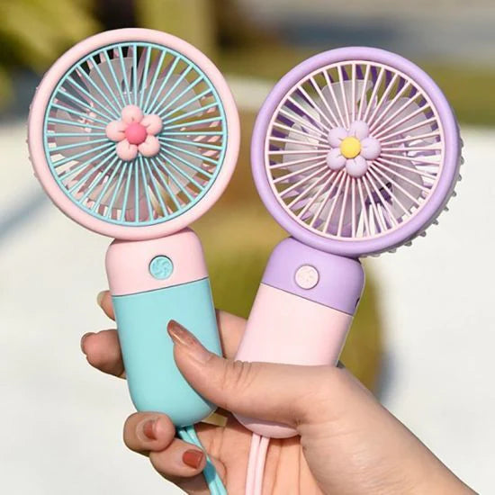Cute Mini Handheld Fan — 3 Speed Portable Rechargeable Cooling Fan