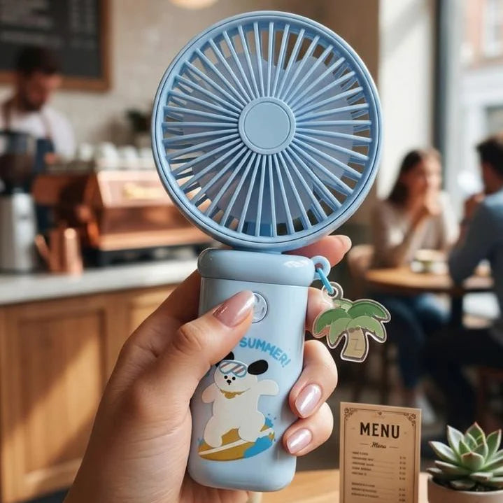 Cute Mini Handheld Fan — 3 Speed Portable Rechargeable Cooling Fan